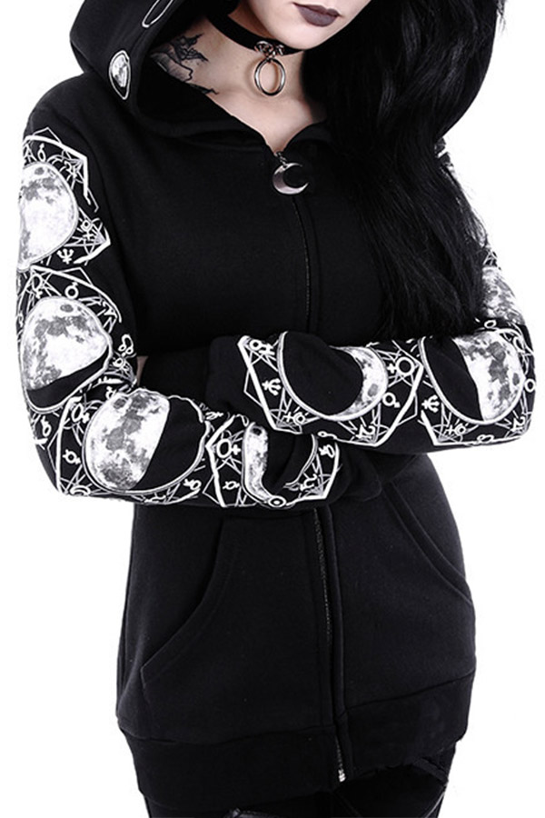 

Lovely Party Printed Black Hoodie