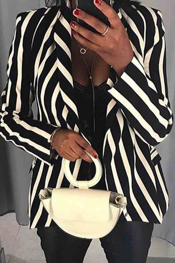 

Lovely Casual Striped Black Blazer, Black stripe