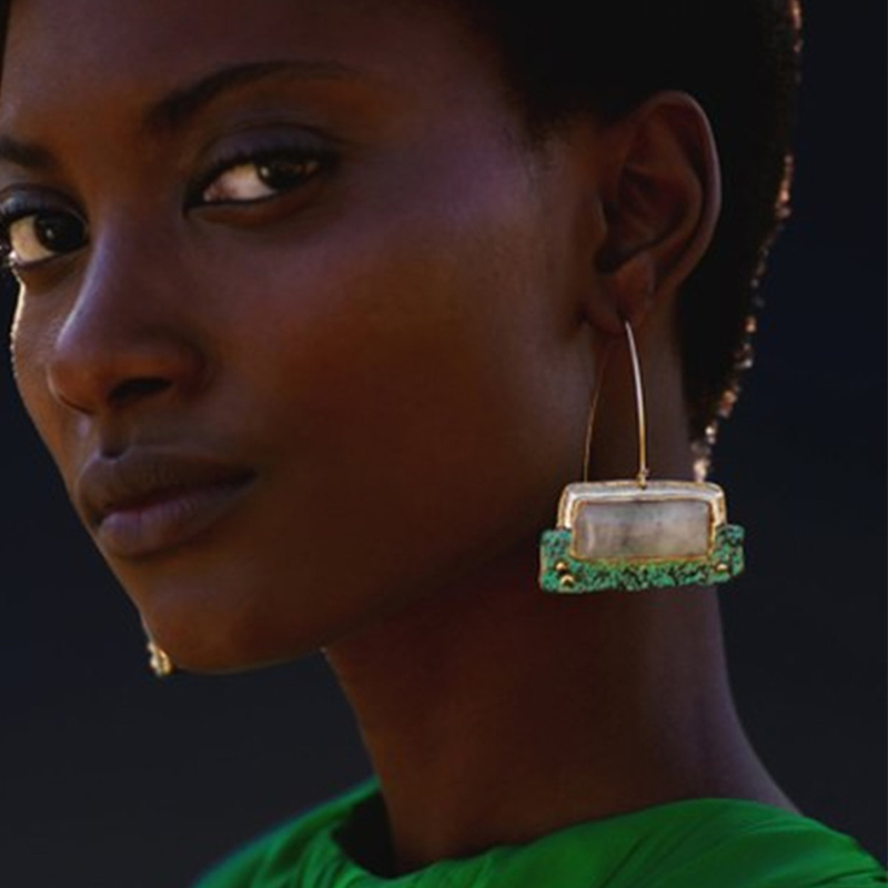 

Lovely Trendy Patchwork Green Earring