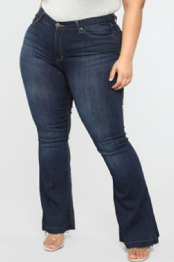 

Lovely Casual Skinny Blue Plus Size Jeans