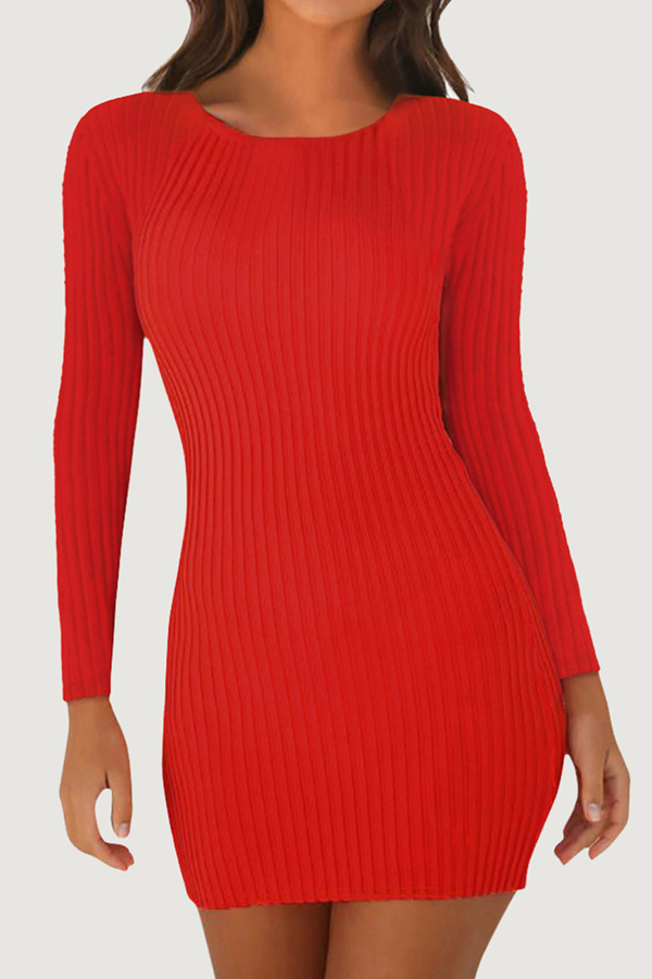 Lovely Casual Skinny Red Mini Dress