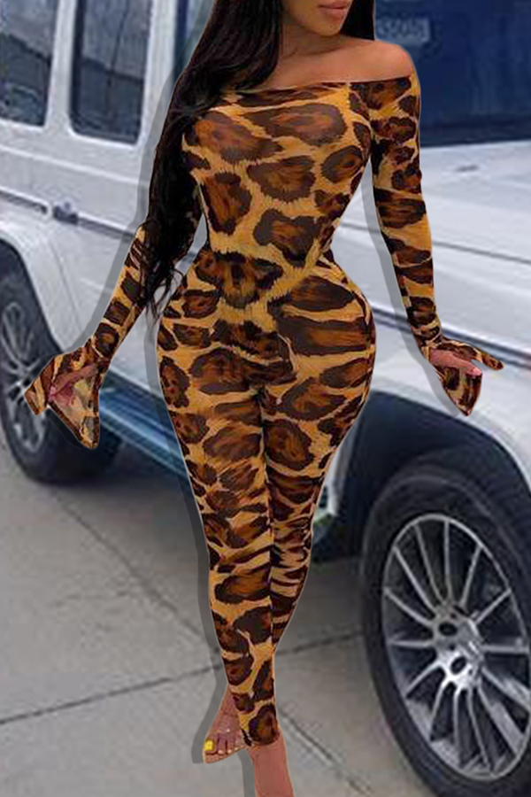 

Lovely Sexy Skinny Leopard Printed One-piece Jumpsuit