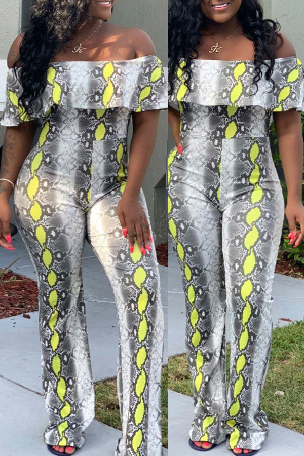 Lovely Trendy Dew Shoulder Yellow One-piece Jumpsuit