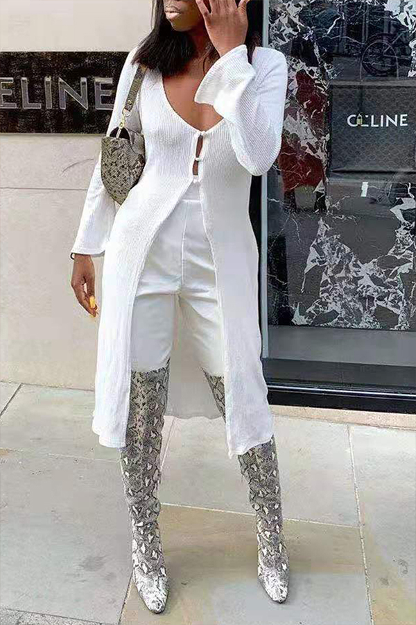 Lovely Trendy Long White Cardigan