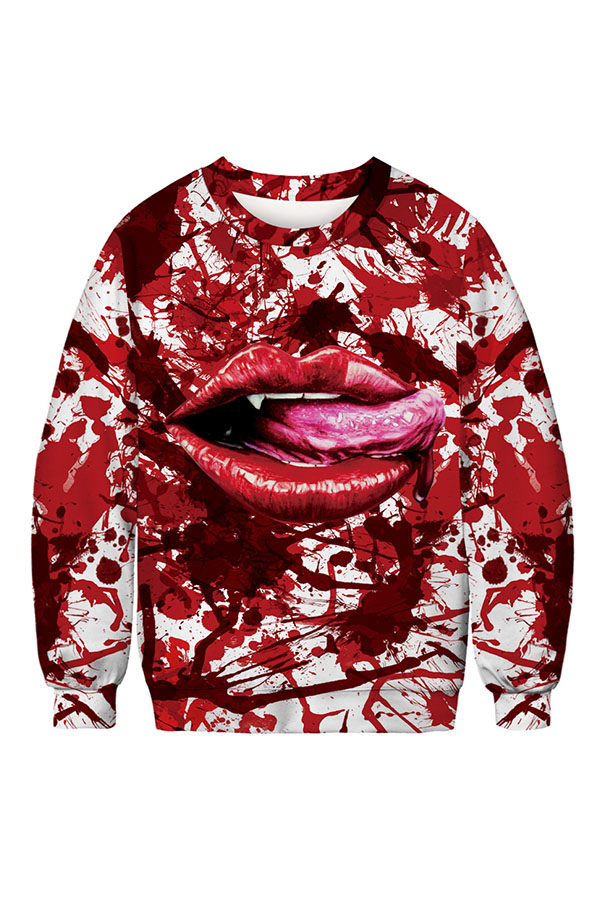 

Lovely Leisure Lip Printed Multicolor Hoodie, Multi