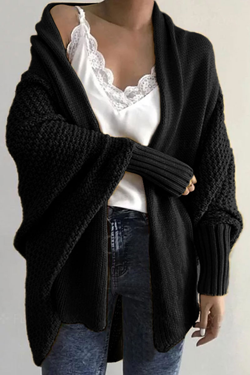 

Lovely Batwing Sleeve Black Cardigan