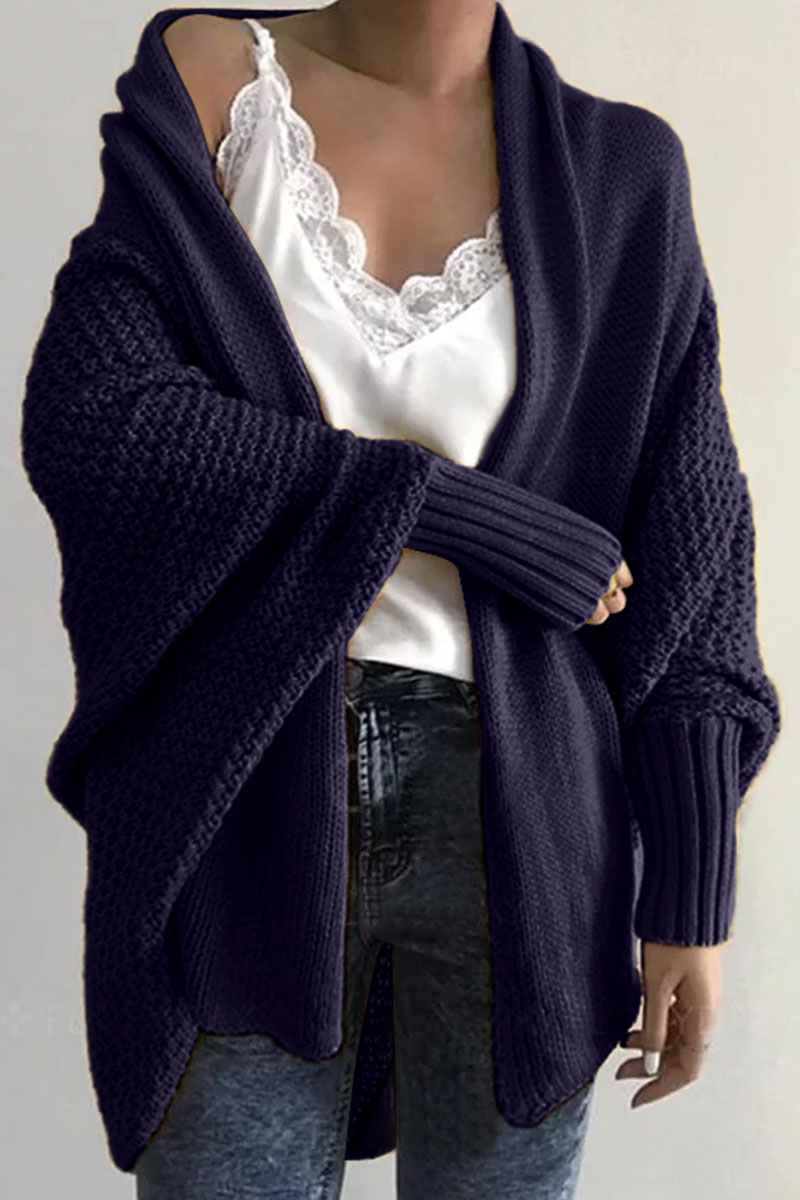 

Lovely Batwing Sleeve Deep Blue Cardigan