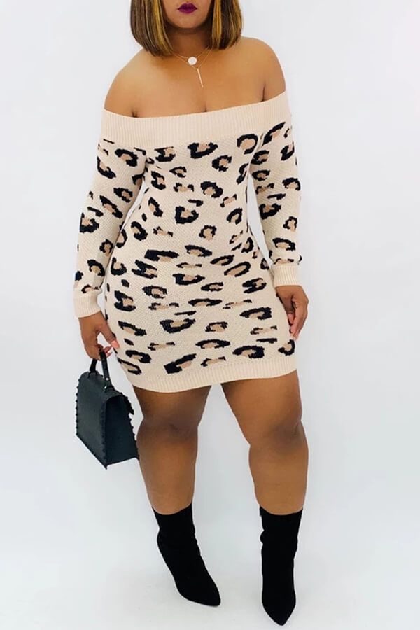 Lovely Casual Leopard Khaki Mini Dress от Lovelywholesale WW
