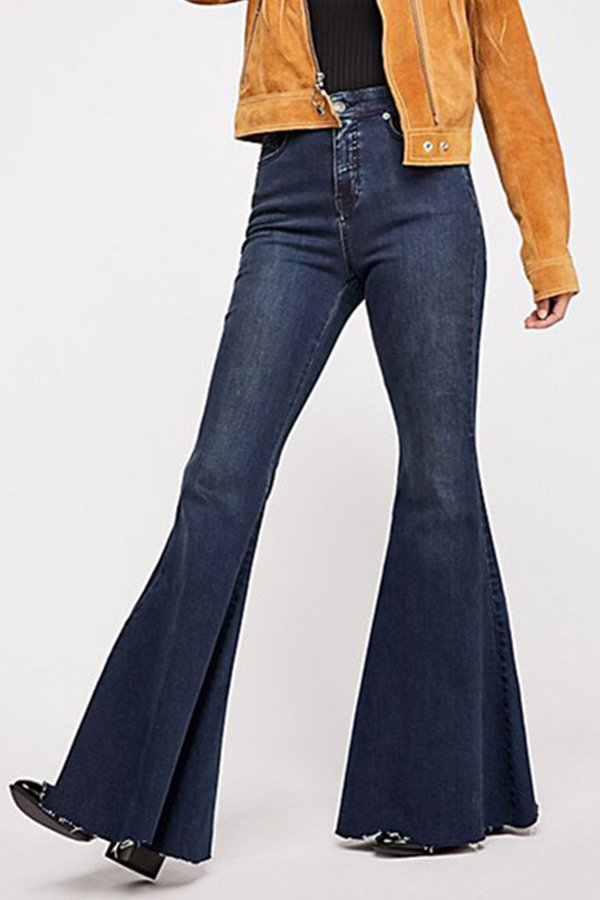 

Lovely Trendy Flared Deep Blue Jeans