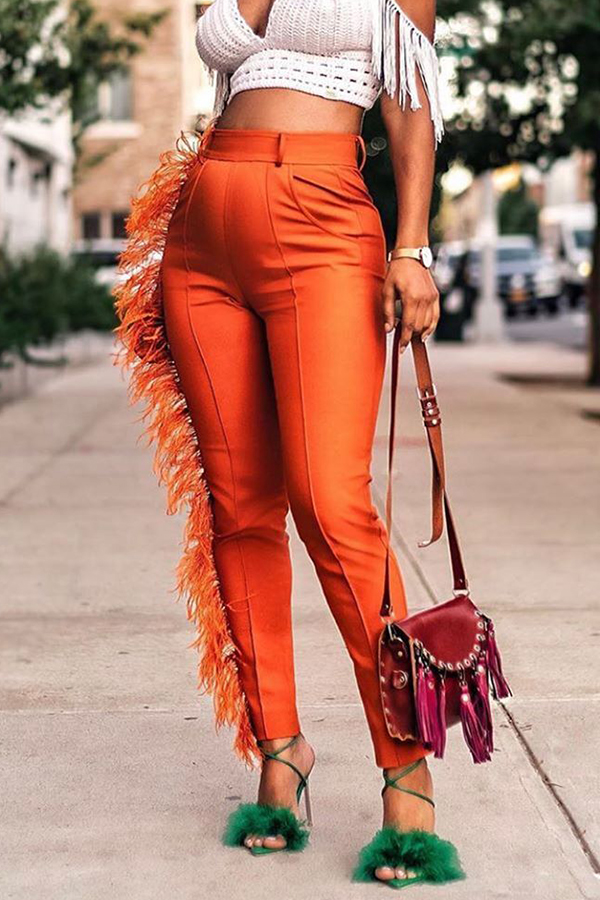 

Lovely Casual Tassel Design Orange Pants