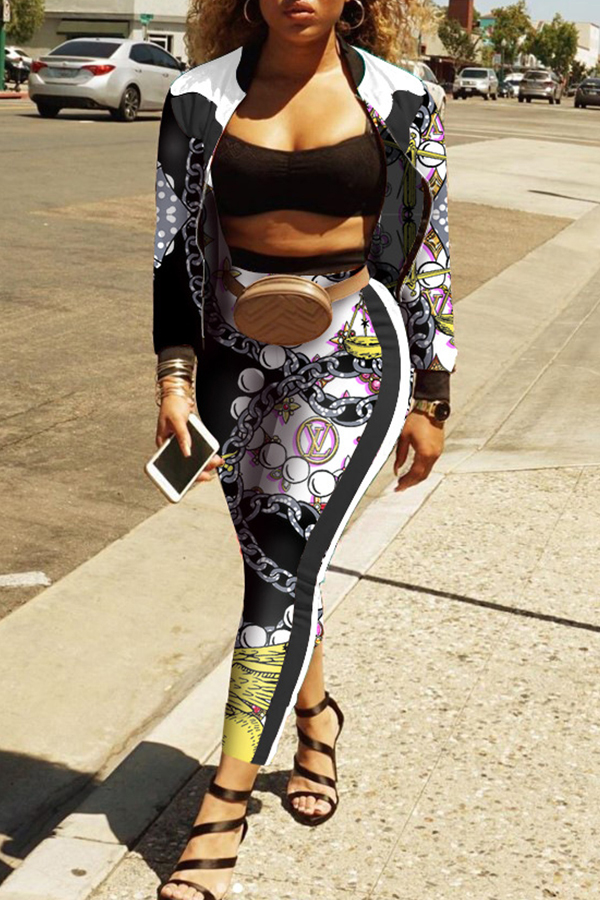 

Lovely Casual Printed White Two-piece Pants Set