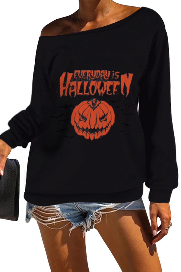 

Lovely Casual Printed Black Sweatshirt Hoodie