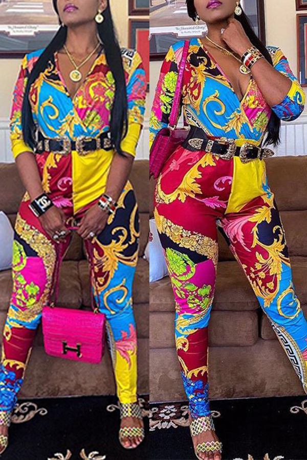

Lovely Casual Printed Multicolor One-piece Jumpsuit, Multi