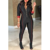 Lovely Trendy Patchwork Black One-piece Jumpsuit