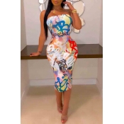 Lovely Trendy Dew Shoulder White Knee Length Dress