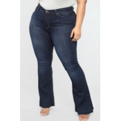 Lovely Casual Skinny Blue Plus Size Jeans