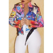 Lovely Casual Printed Multicolor Jacket(Batch Prin
