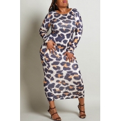 Lovely Chic Leopard Printed Ankle Length Plus Size