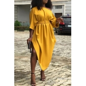 Lovely Casual Asymmetrical Yellow Ankle Length Dre