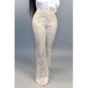 Lovely Casual Sequined Silver Pants
