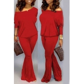 Lovely Trendy Loose Red Two-piece Pants Set