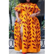 Lovely Casual Printed Croci Floor Length Plus Size