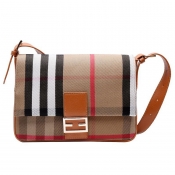 Lovely Casual Plaid Printed Brown Messenger Bag