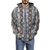 Lovely Casual Hooded Collar Snakeskin Printed Yell