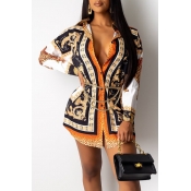 Lovely Casual Printed Multicolor Mini Shirt Dress(