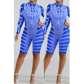 Lovely Trendy Hot Drilling Decorative Blue One-pie