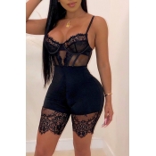 Lovely Sexy Hollow-out Black One-piece Romper