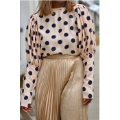 Lovely Chic Dot Printed Apricot Blouse
