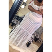 Lovely Sexy See-through White Floor Length Plus Si