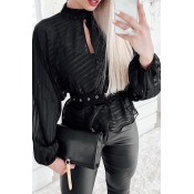 Lovely Sexy See-through Black Blouse