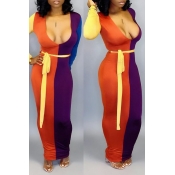 Lovely Casual Patchwork Multicolor Ankle Length Dr