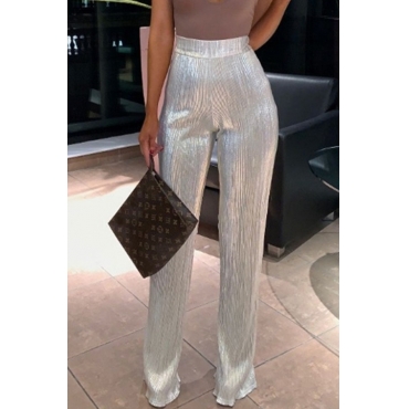 silver satin trousers