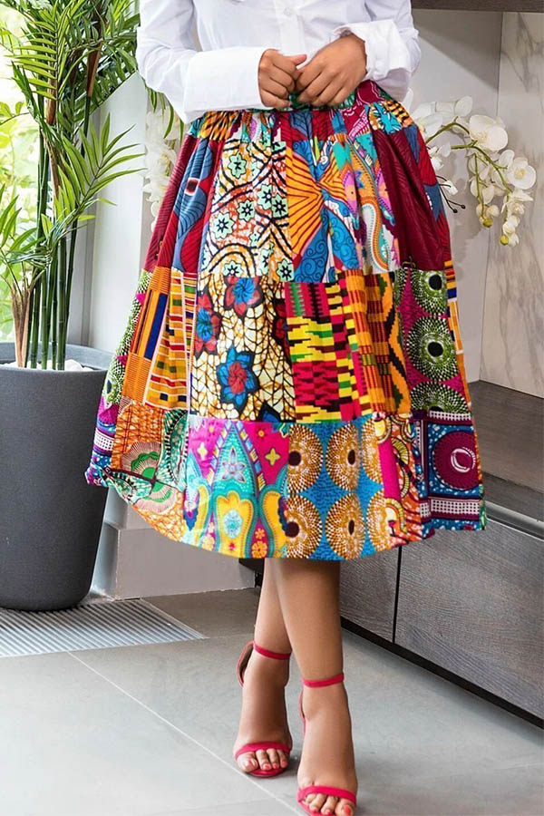 Cheap Skirts Lovely Casual Printed Multicolor Knee Length Skirts