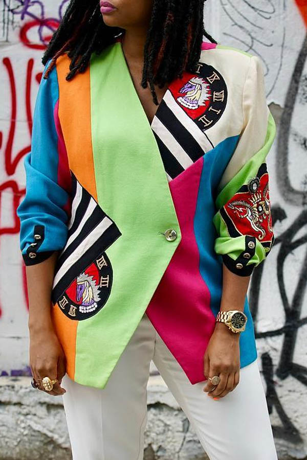 Lovely Casual Patchwork Multicolor Blazer