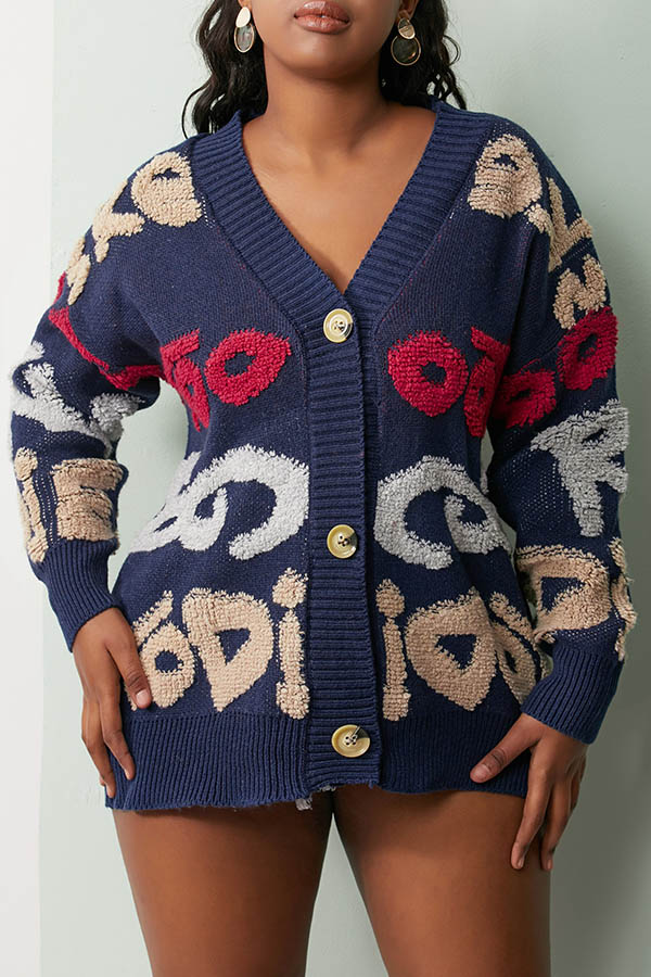 

Lovely Casual Letter Blue Cardigan
