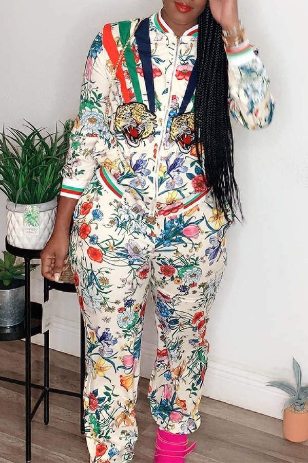 

Lovely Casual Printed White Two-piece Pants Set