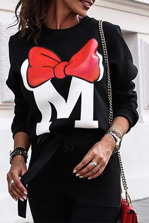 

Lovely Casual Printed Black Sweatshirt
