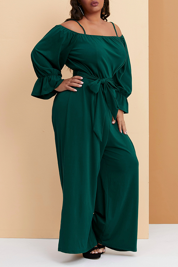 

Lovely Trendy Loose Green Plus Size One-piece Jumpsuit