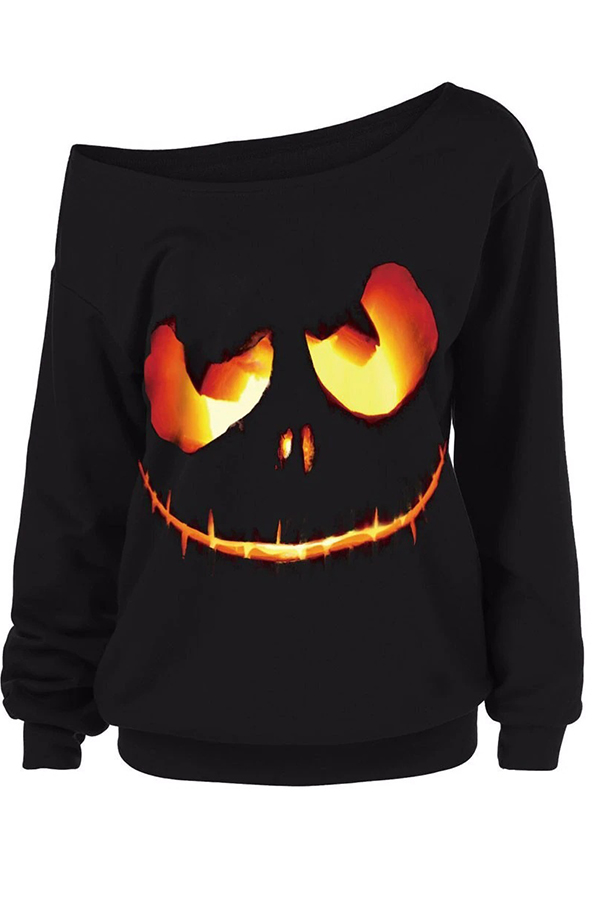 

Lovely Halloween Casual Printed Black Sweatshirt Hoodie