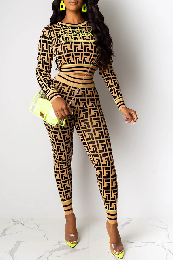 

Lovely Casual Printed Croci Two-piece Pants Set