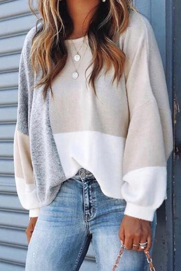 

Lovely Casual Patchwork Apricot Sweatshirt Hoodie