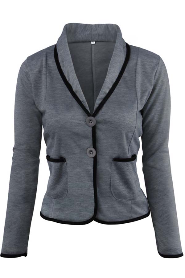 Cheap Blazer&Suits Lovely Work Buttons Short Dark Grey Coat