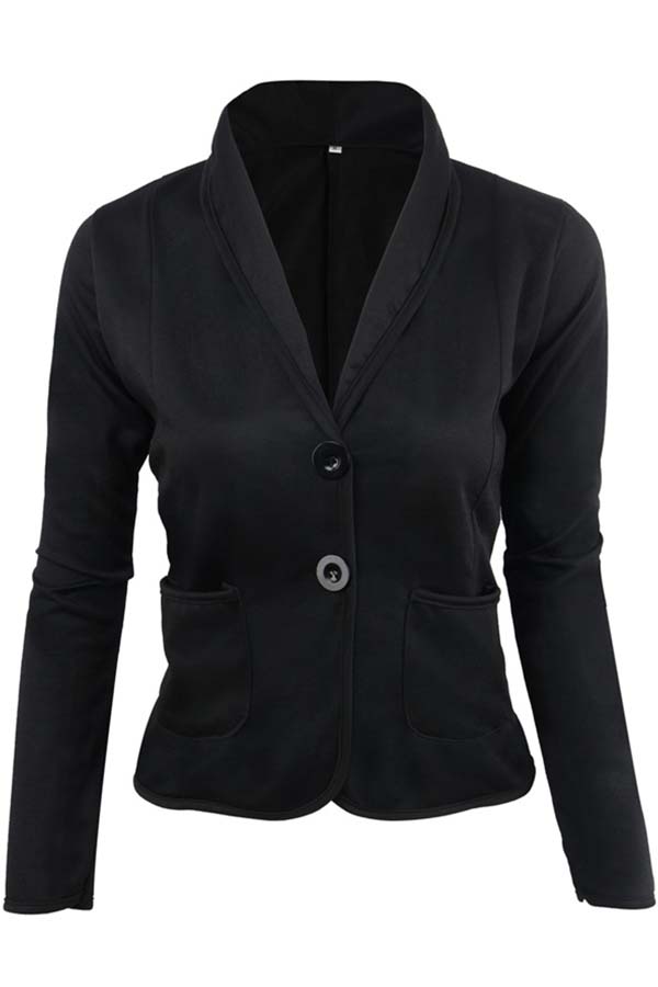 Cheap Blazer&Suits Lovely Work Buttons Short Black Coat