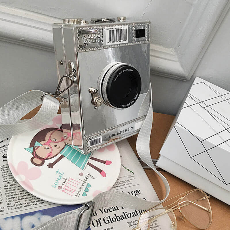 

Lovely Casual Camera Silver Crossbody Bag