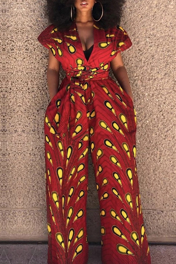 

Lovely Trendy Printed Red One-piece Jumpsuit
