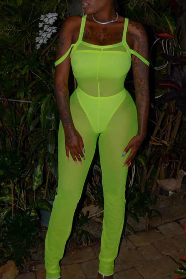 

Lovely Sexy See-through Green One-piece Jumpsuit